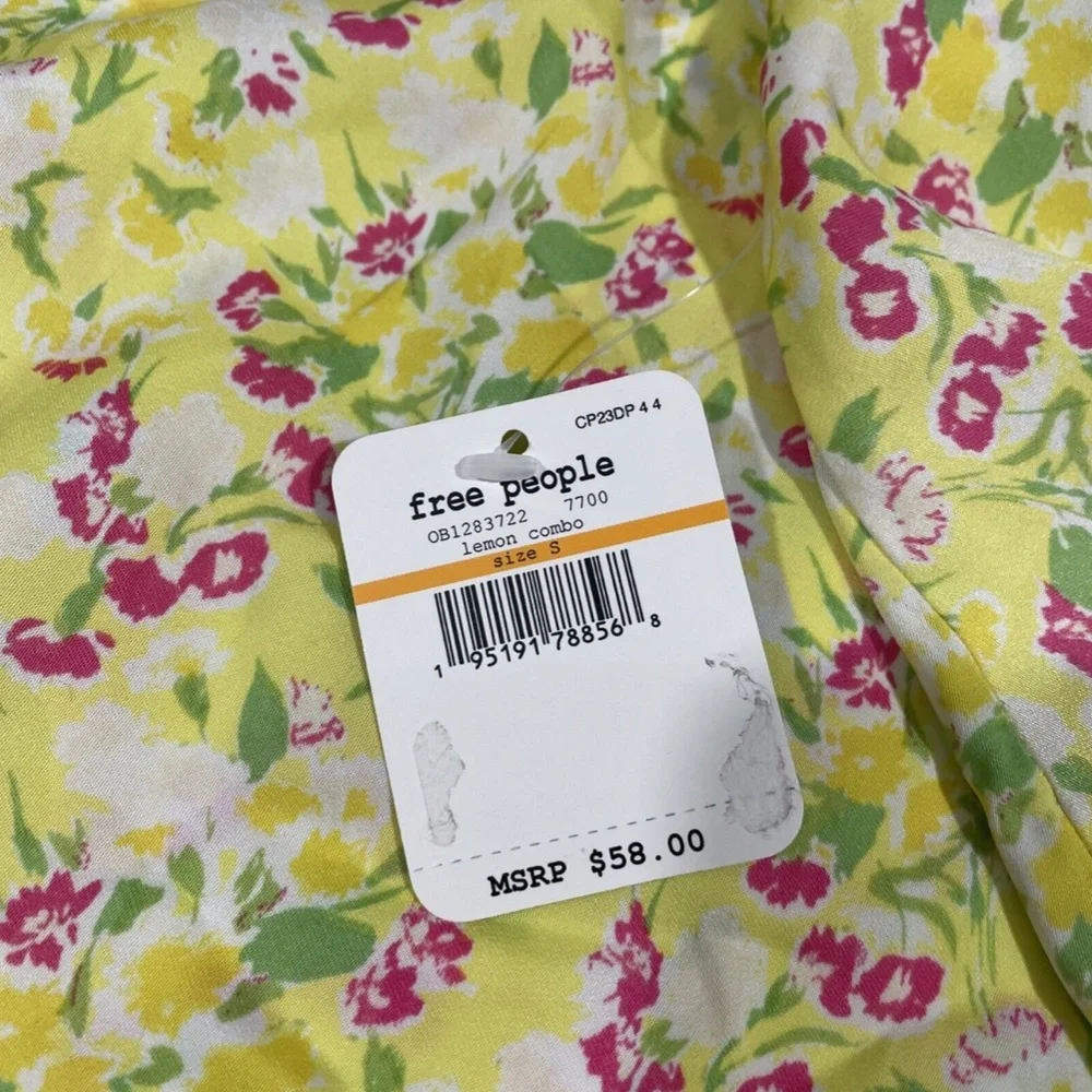 NWT $58 Free People [ Small ] Gardenia Printed Camisole in Lemon Floral‎